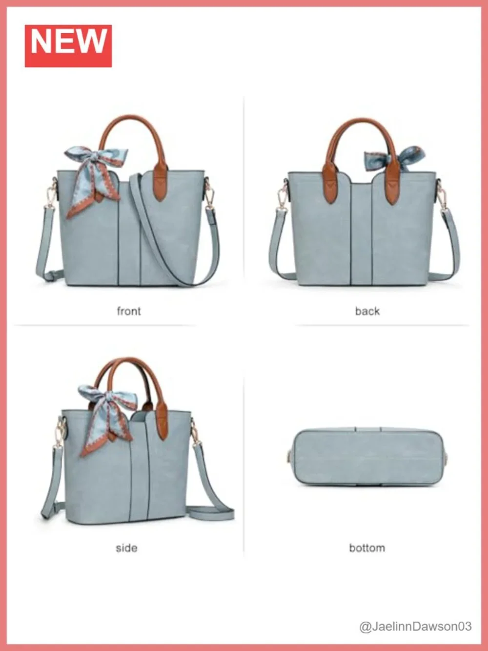Vegan Leather Satchel Handbag Crossbody Shoulder Purse Detachable Strap Women